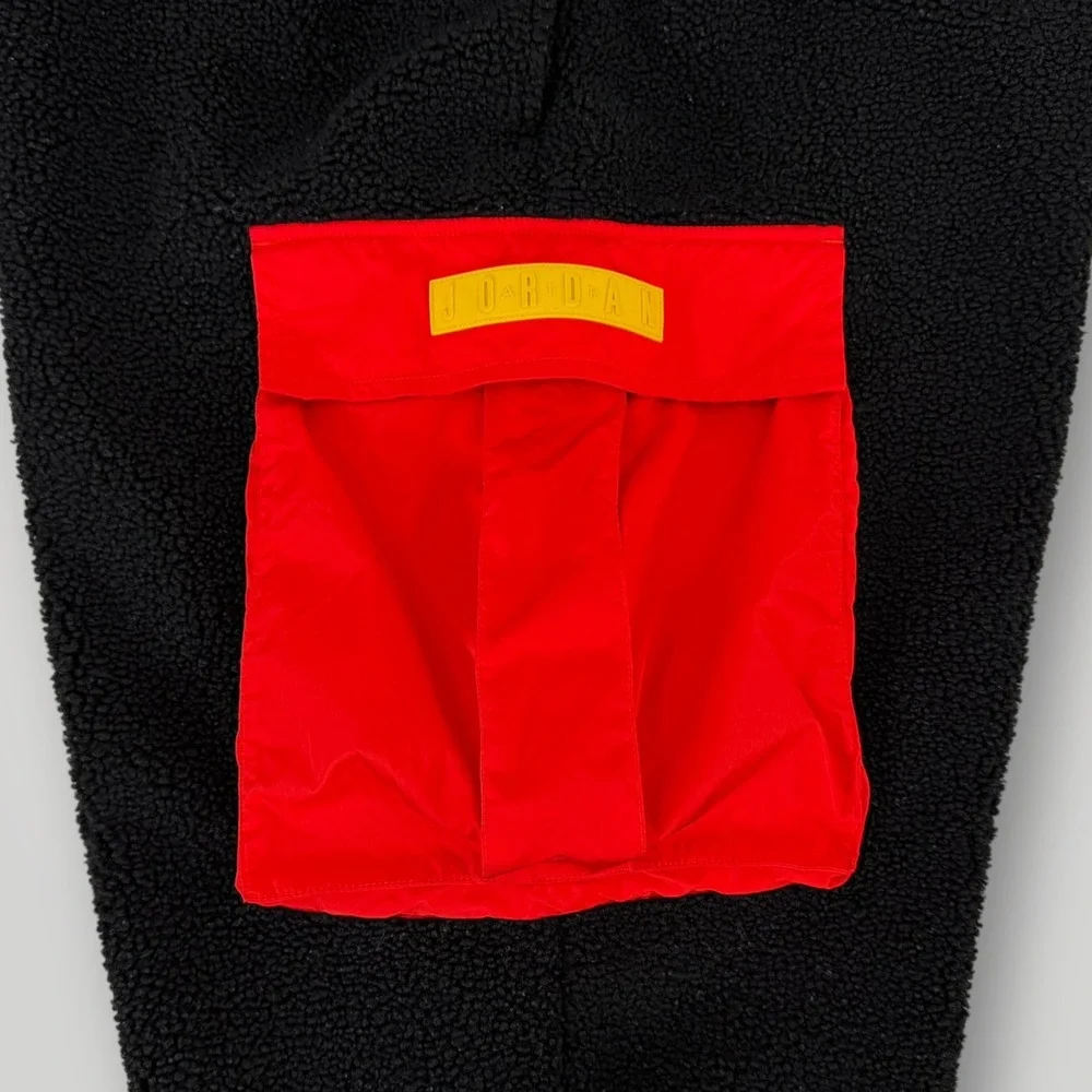 Jordan Jumpman Sherpa Fleece Pants Black Red Cargo Joggers XXL DC9730-010